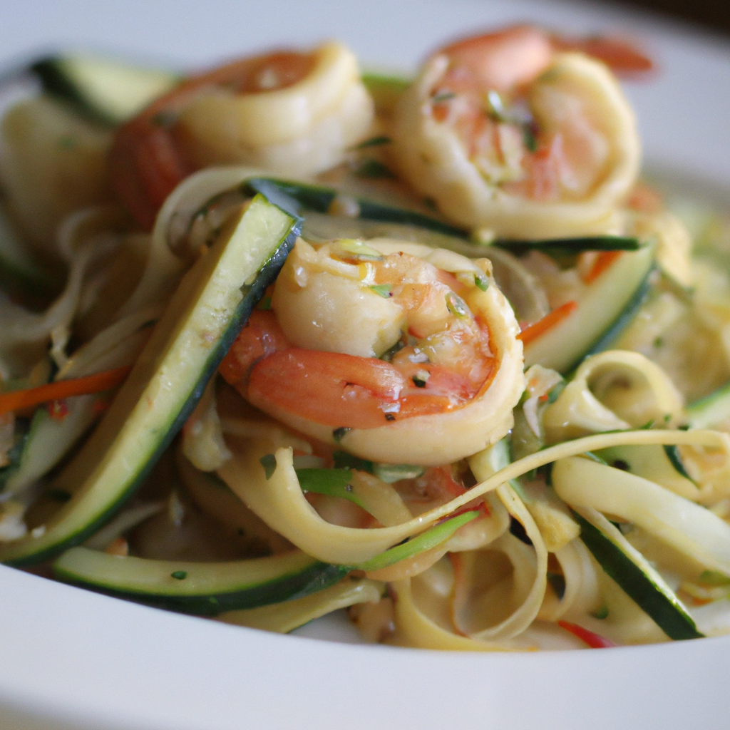 Thai Stir-Fried Lemon Herb Shrimp with Zucchini Noodles
