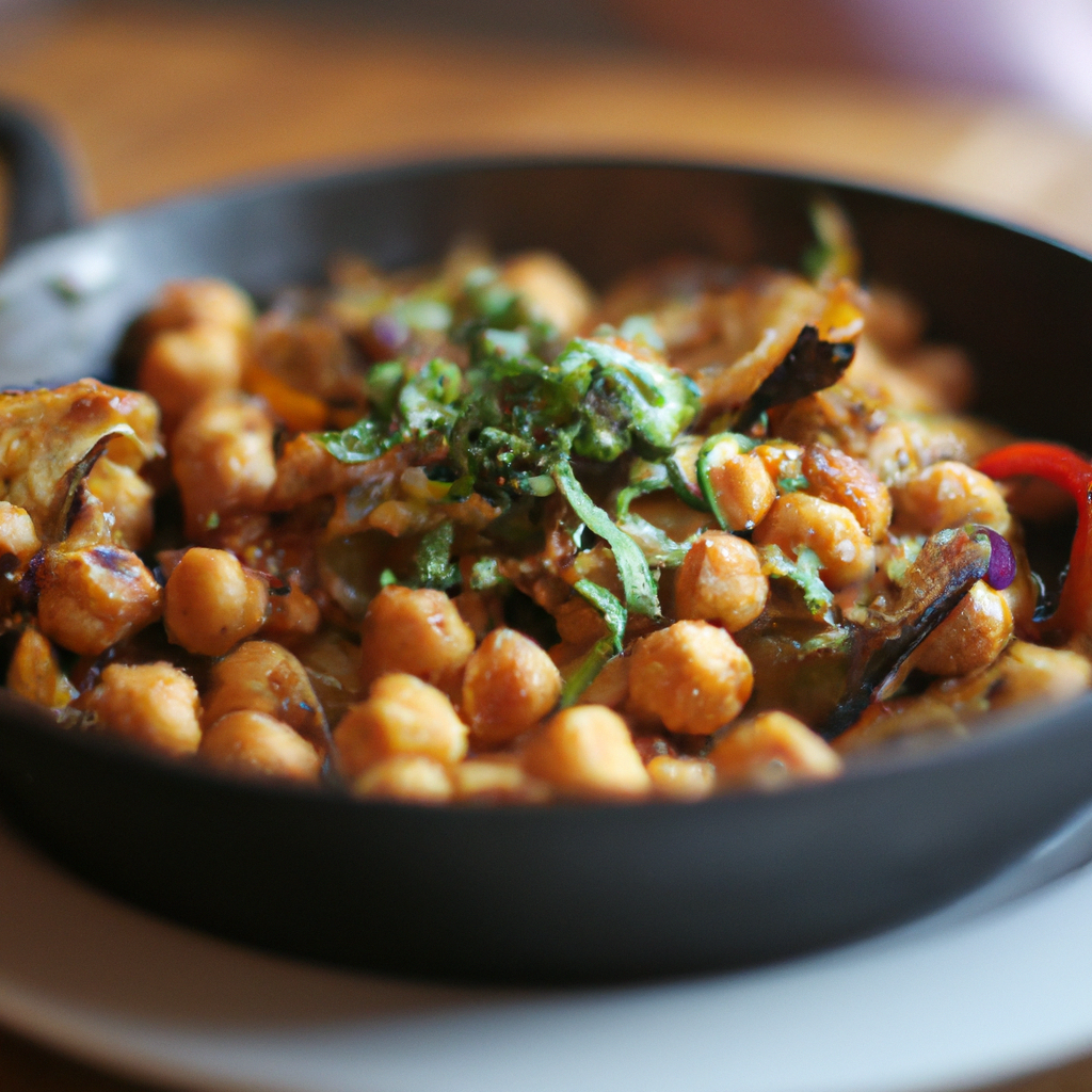 Moroccan Spiced Chickpea and Eggplant Skillet