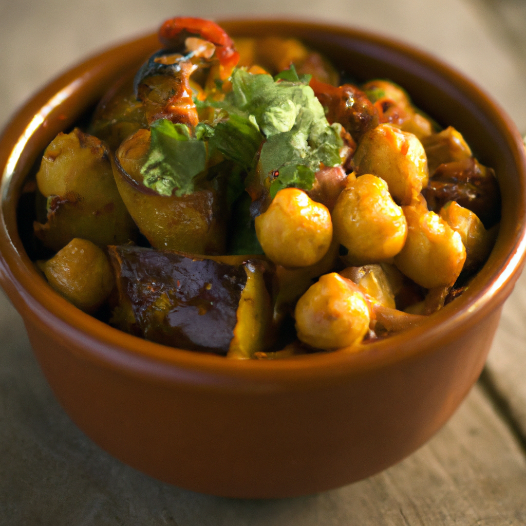 Moroccan Spiced Eggplant and Chickpea Stew