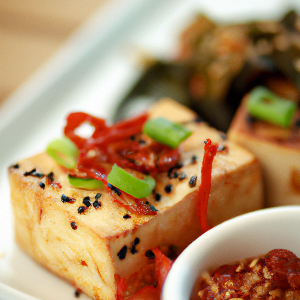 Spicy Chili Korean Grilled Tofu with Garlic Butter Bok Choy