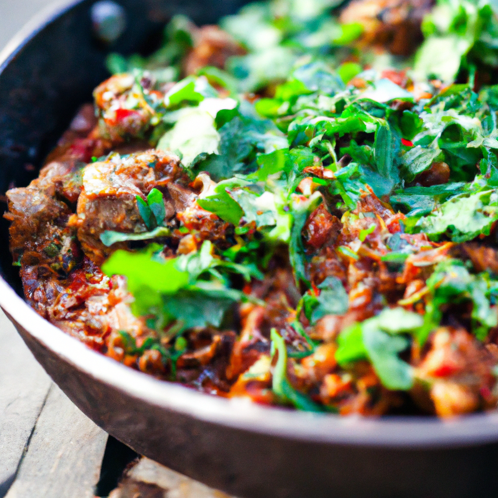 Moroccan Spicy Chili Lamb Skillet