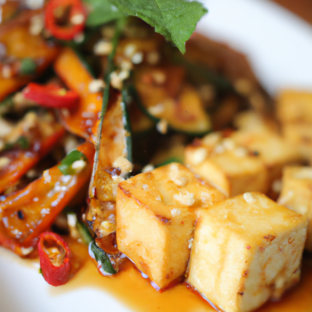 Spicy Chili Stir-Fried Tofu and Zucchini