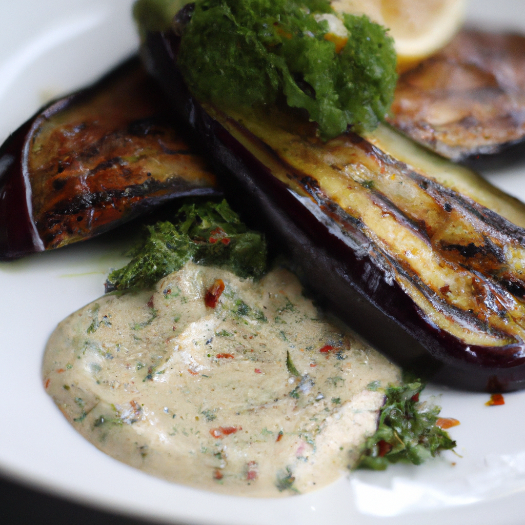 Mediterranean Grilled Eggplant with Tahini Lemon Sauce