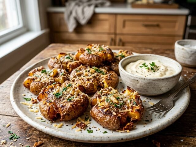 Crispy Garlic Parmesan Potato Bites